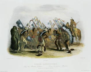 Ischoha-Kakoschochata, Dance of the Mandan Indians, Plate 25 from Volume 1 of 